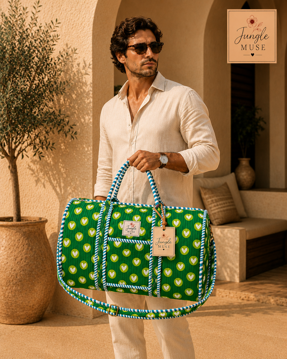 Green Heartbeat Luxe Duffle Bag