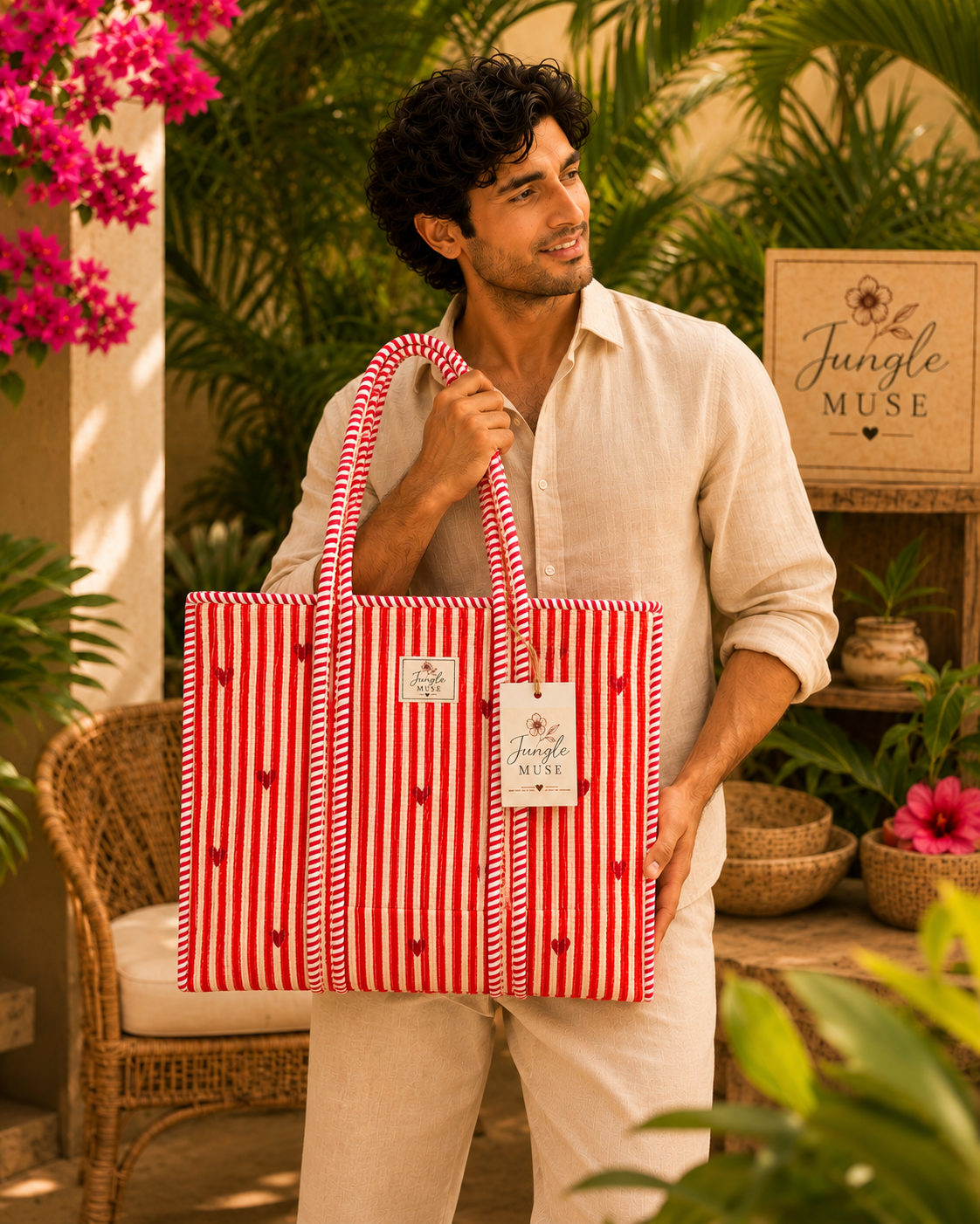 Sweetheart Stripe Quilted Tote Bag