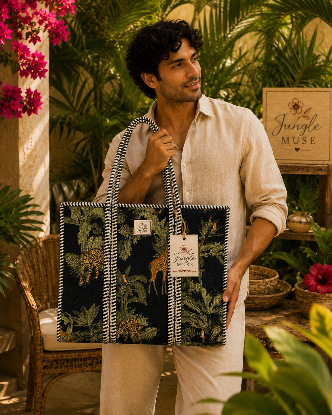 Jungle Night Carryall Quilted Tote Bag