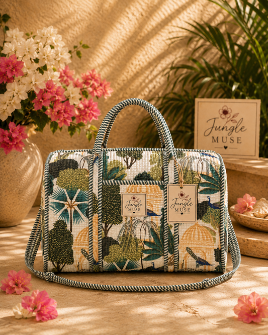 Peacock Garden Quilted Duffle Bag