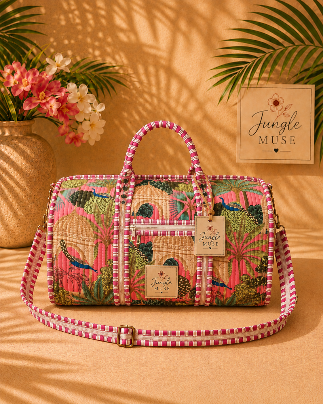 Jungle Bloom Quilted Duffle Bag