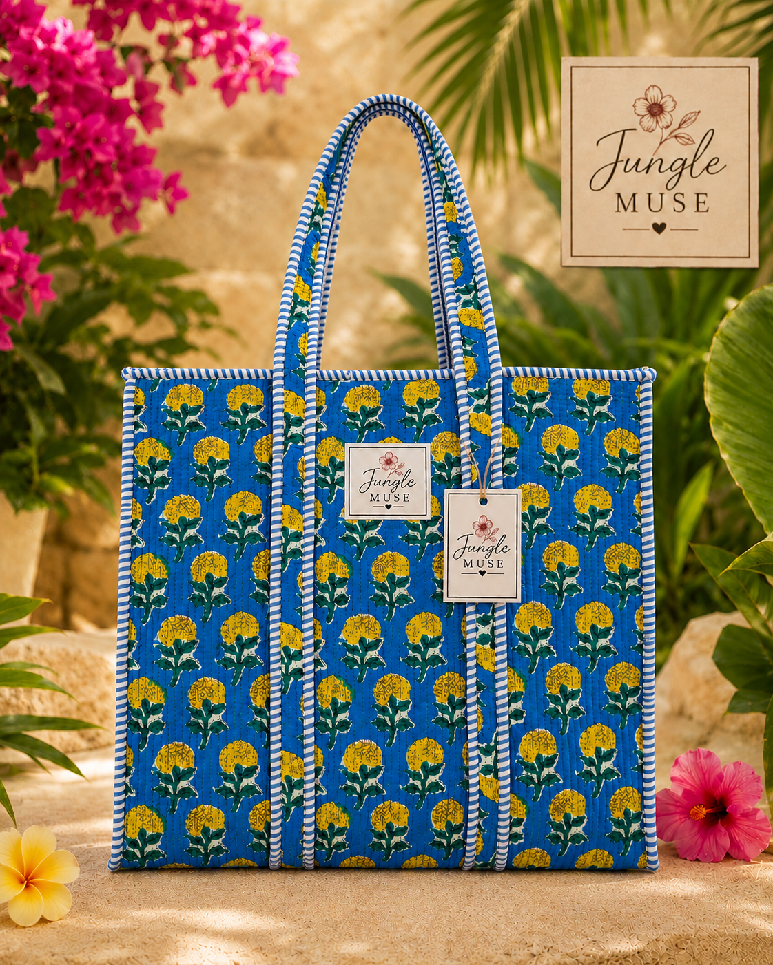 Marigold Meadow Quilted Tote Bag