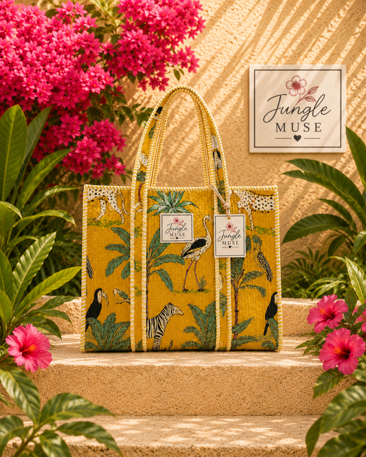 Golden Savannah Quilted Tote Bag