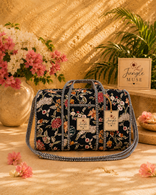 Midnight Garden Quilted Duffle Bag