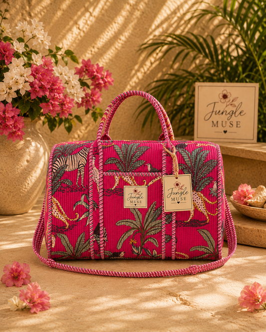 Pink Safari Quilted Duffle Bag