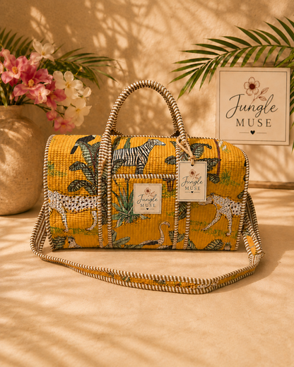 Golden Safari Quilted Duffle Bag