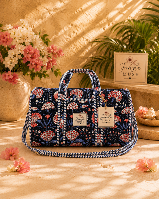 Midnight Bloom Quilted Duffle Bag