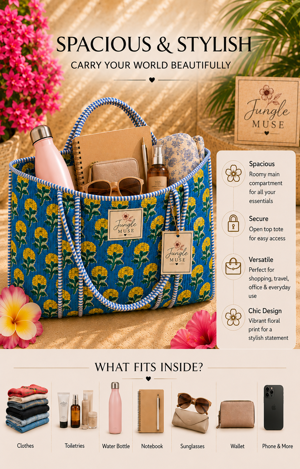 Marigold Meadow Quilted Tote Bag