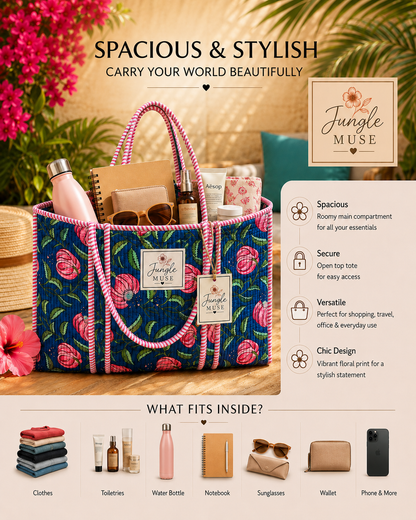 Bluebell Bloom Quilted Tote Bag