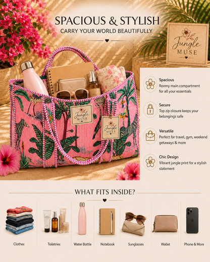 Pink Safari Quilted Tote Bag