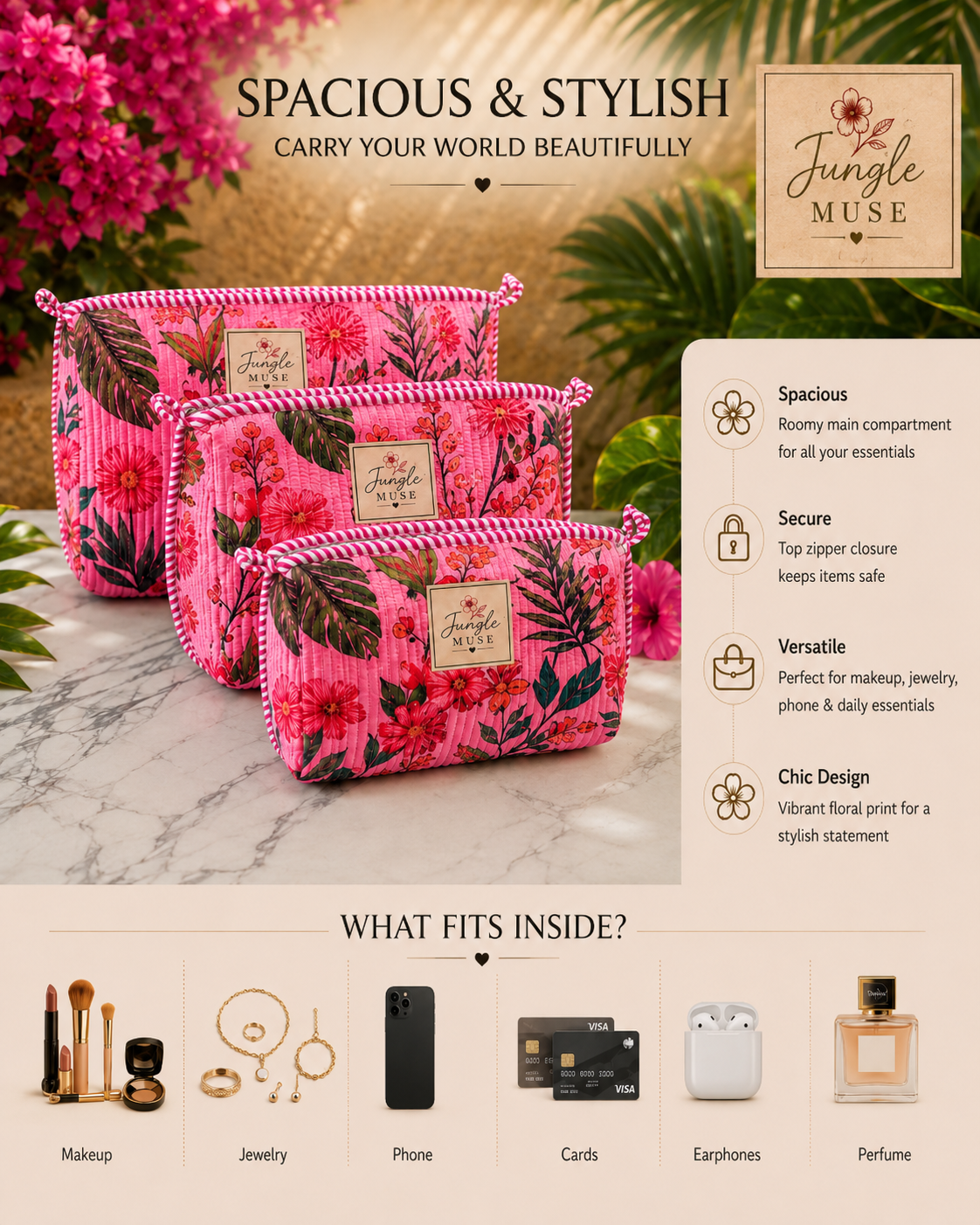 Pink Paradise Pouch Set