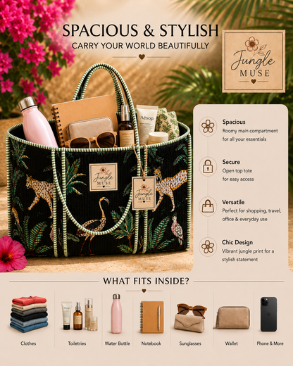 Black Savannah Quilted Tote Bag