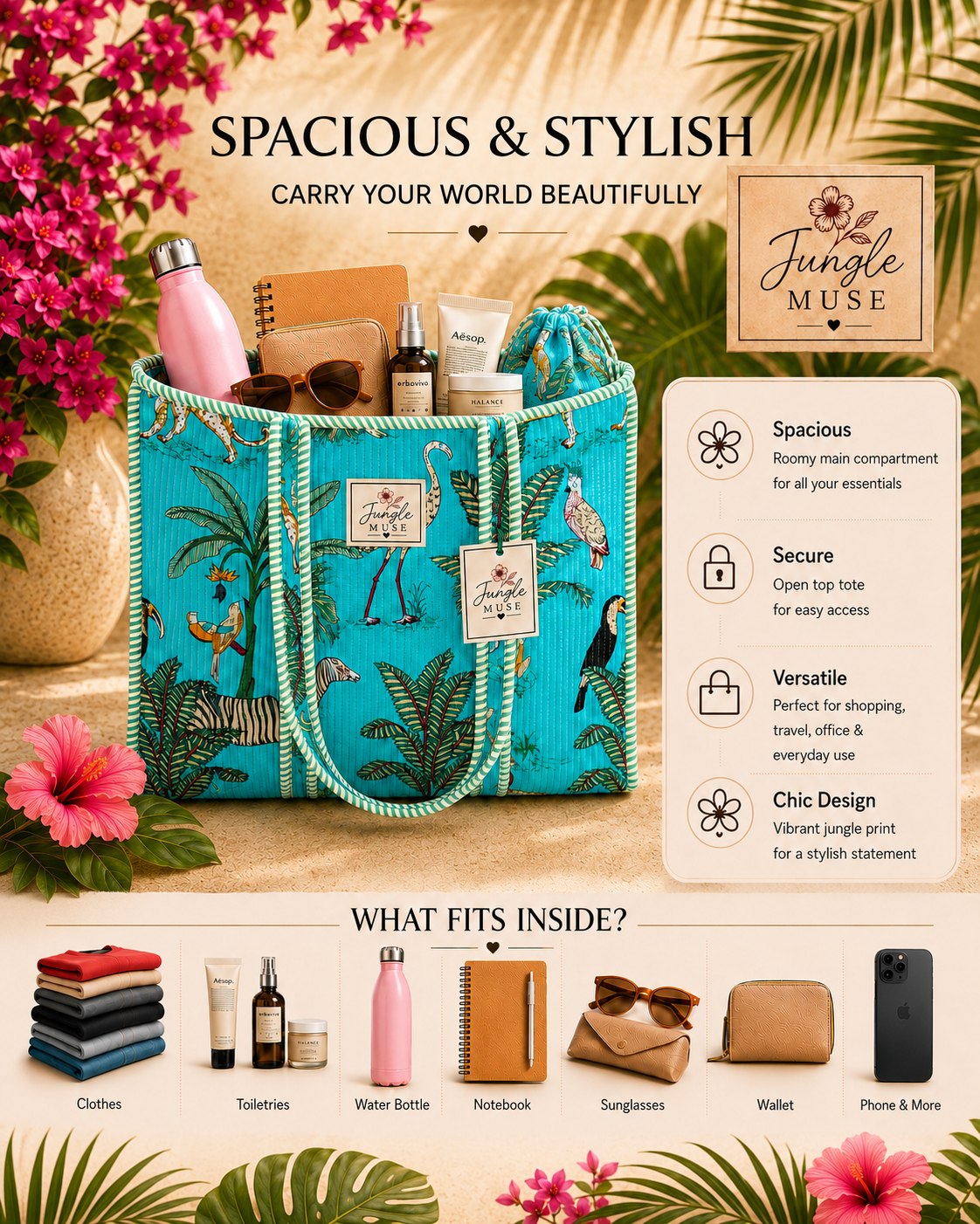 Ocean Oasis Quilted Tote Bag