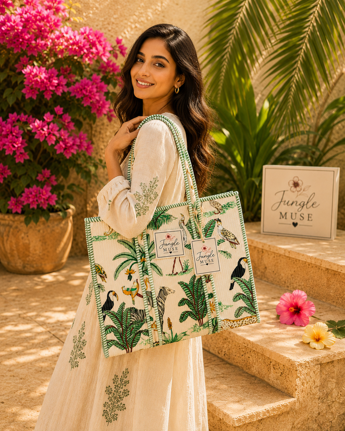 Savannah Ivory Quilted Tote Bag
