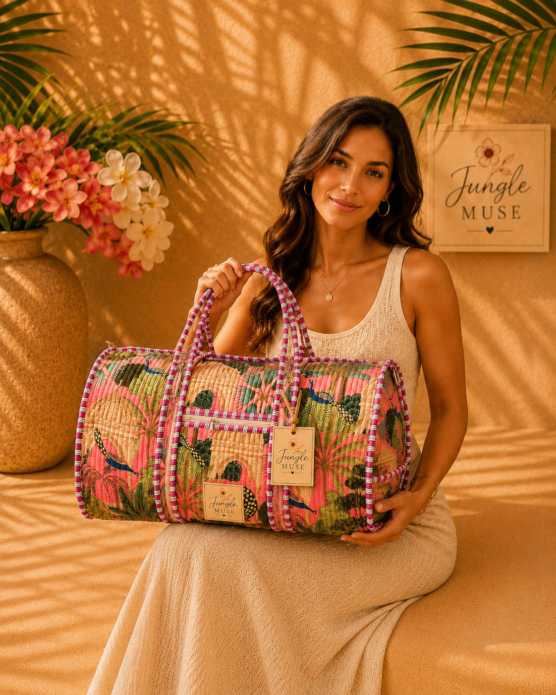 Jungle Bloom Quilted Duffle Bag