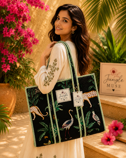 Black Savannah Quilted Tote Bag
