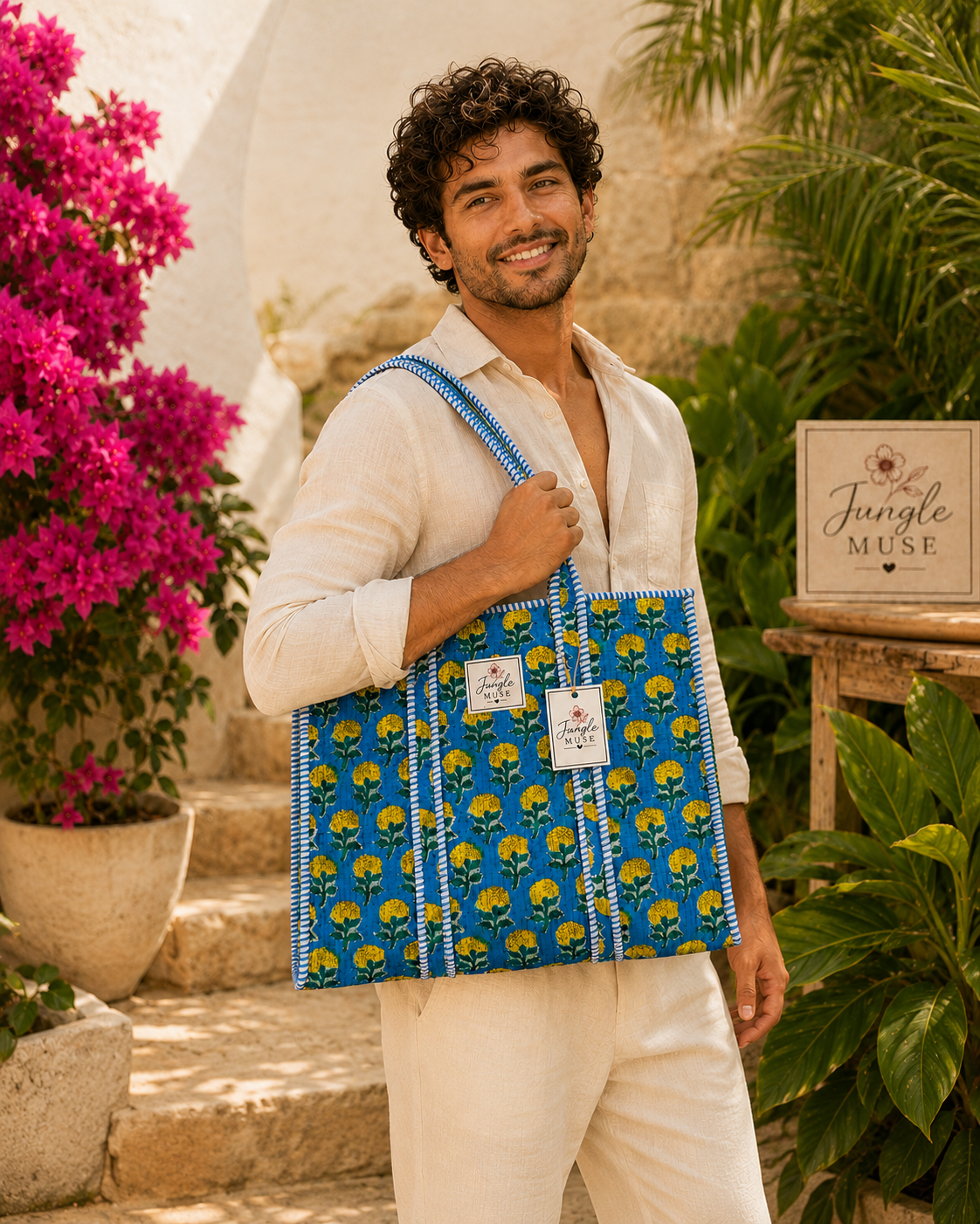 Marigold Meadow Quilted Tote Bag