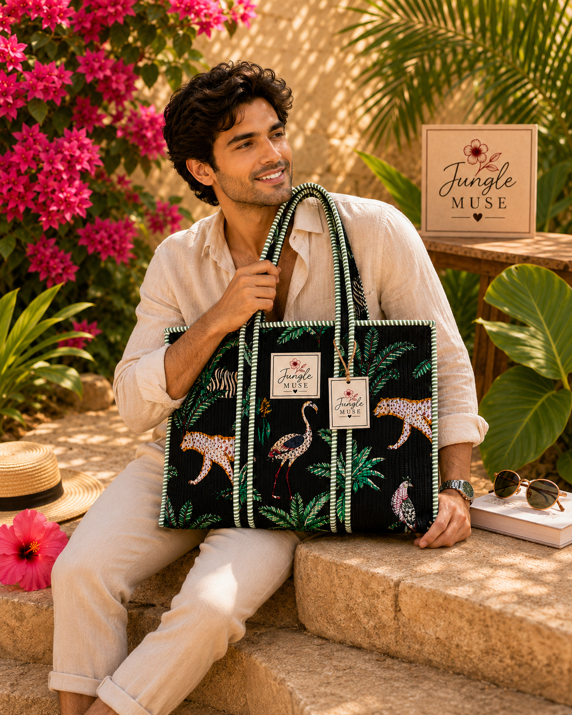 Black Savannah Quilted Tote Bag