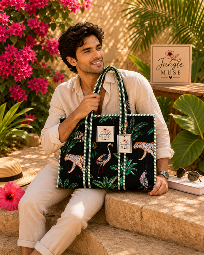 Black Savannah Quilted Tote Bag