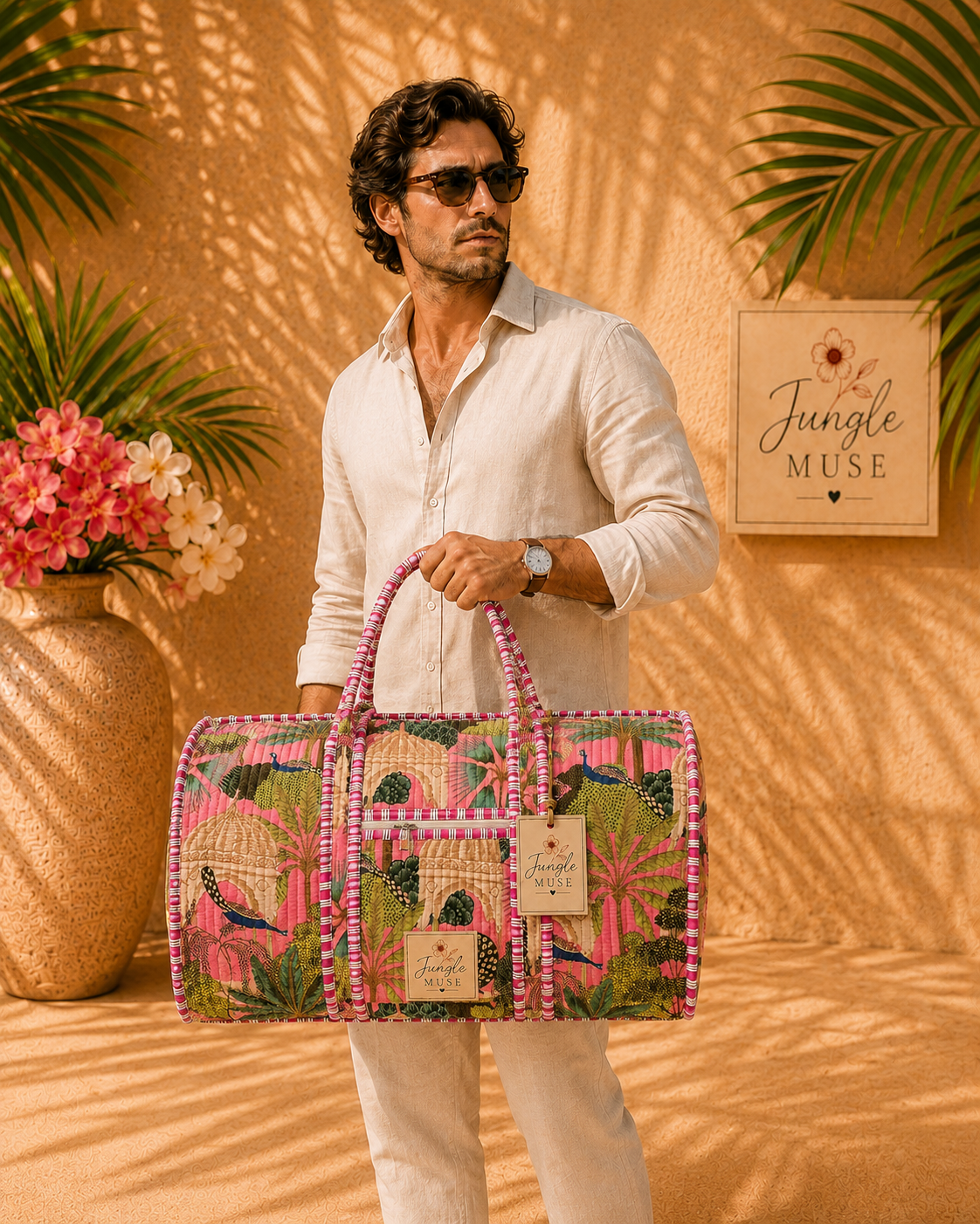 Jungle Bloom Quilted Duffle Bag