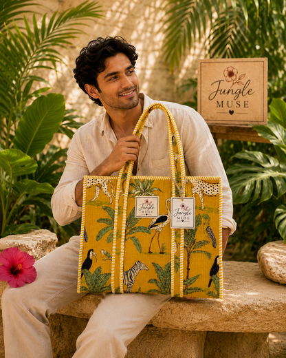 Golden Savannah Quilted Tote Bag
