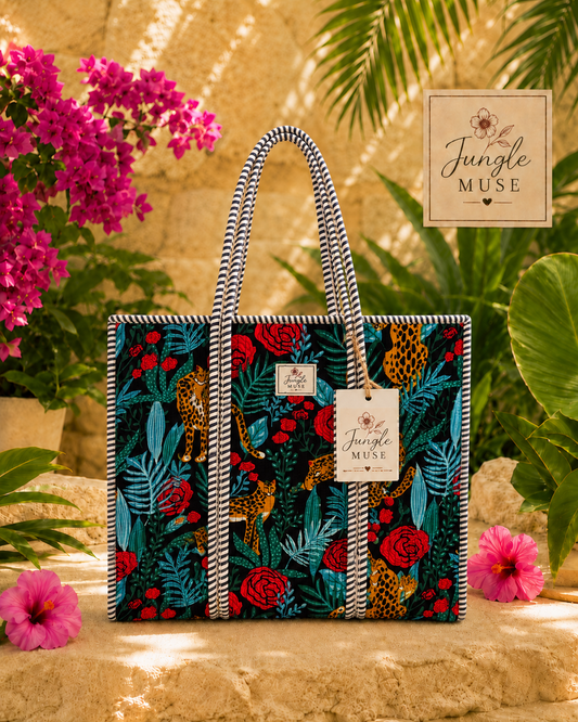 Noir Rose Safari Quilted Tote Bag