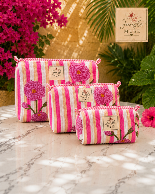 Pink Petals Pouch Set