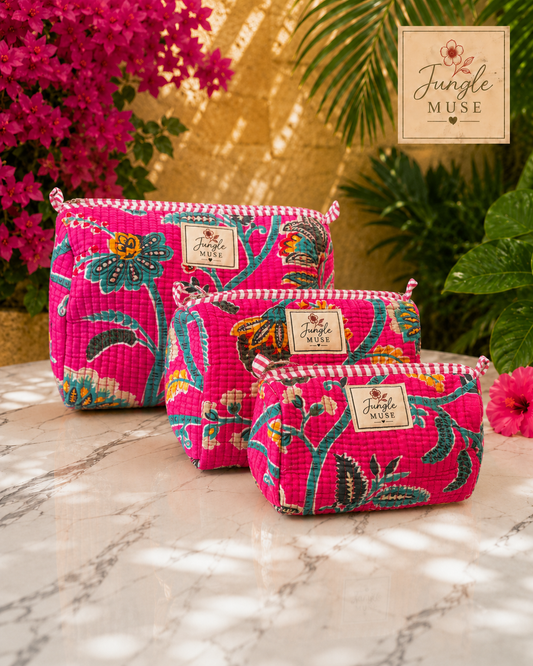 Fuchsia Bloom Pouch Set