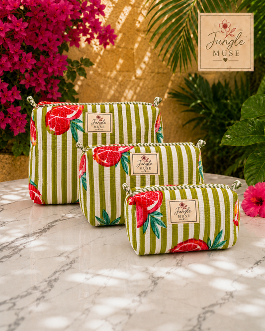 Citrus Grove Quilted Pouch Set