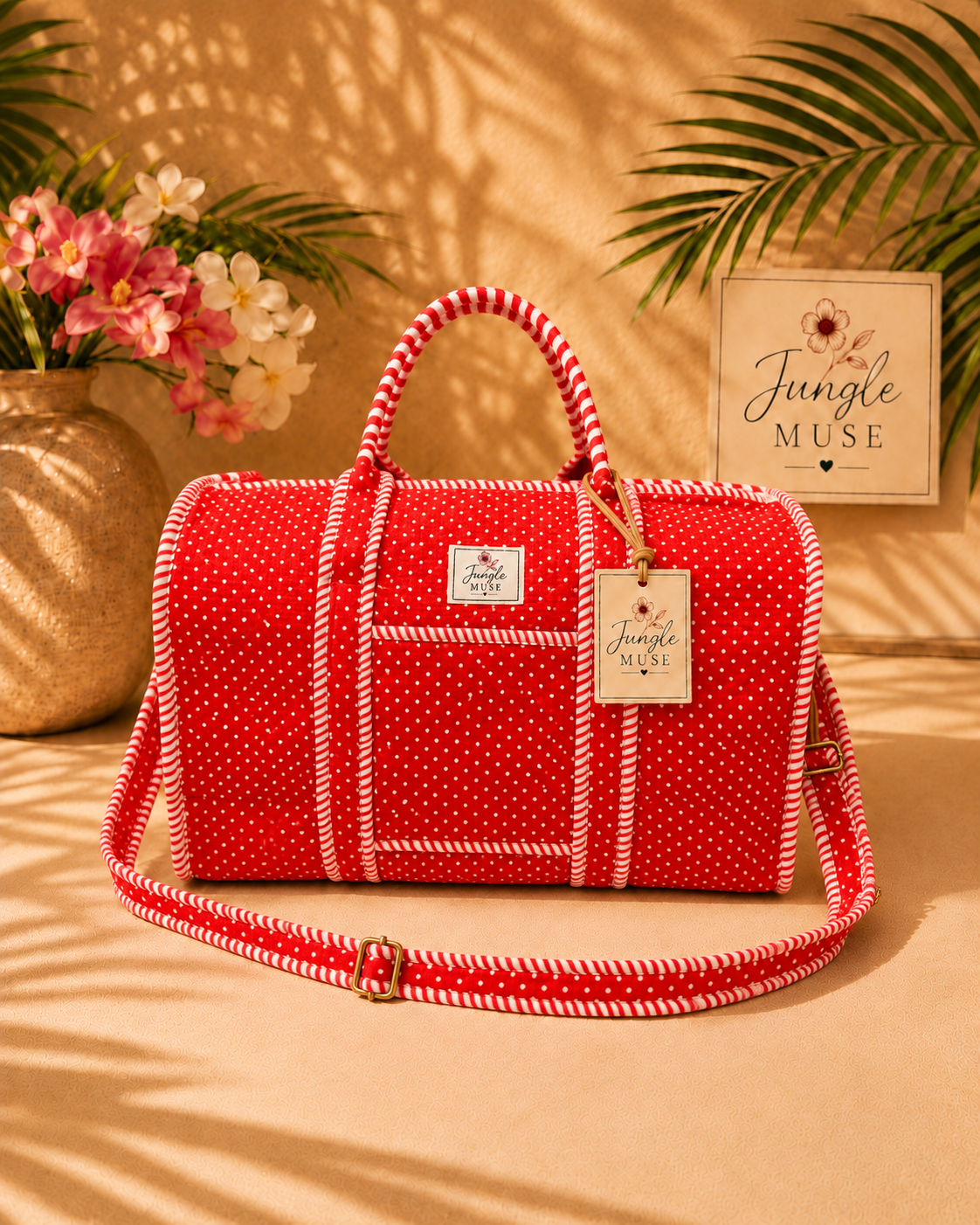 Ruby Red Polka Luxe Duffle Bag