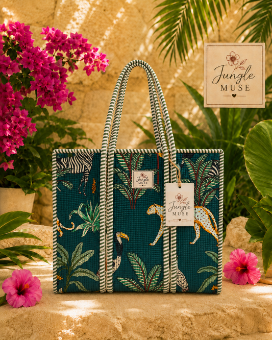 Emerald Jungle Quilted Tote Bag