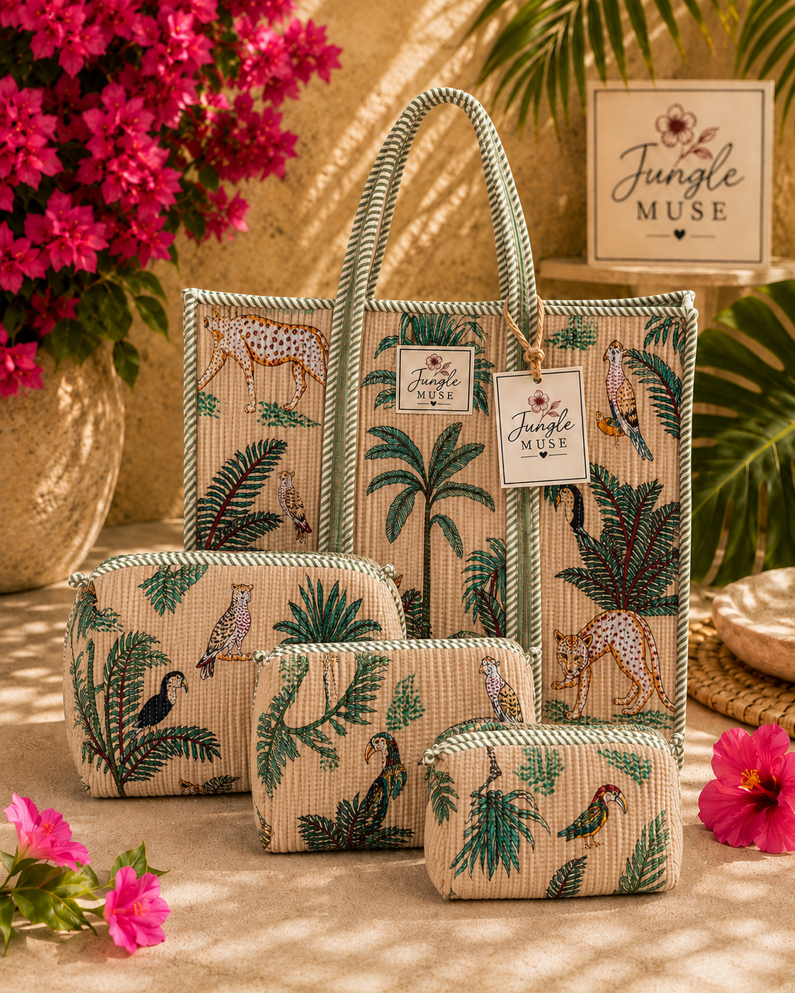 Savannah Ivory Quilted Tote & Pouch Set