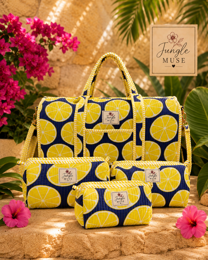 Lemon Zest Quilted Duffle & Pouch Set