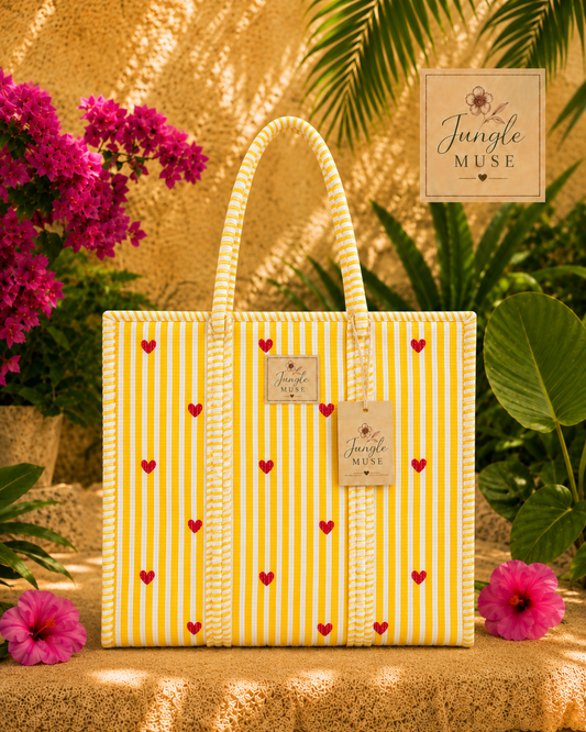 Sunshine Hearts Quilted Tote Bag