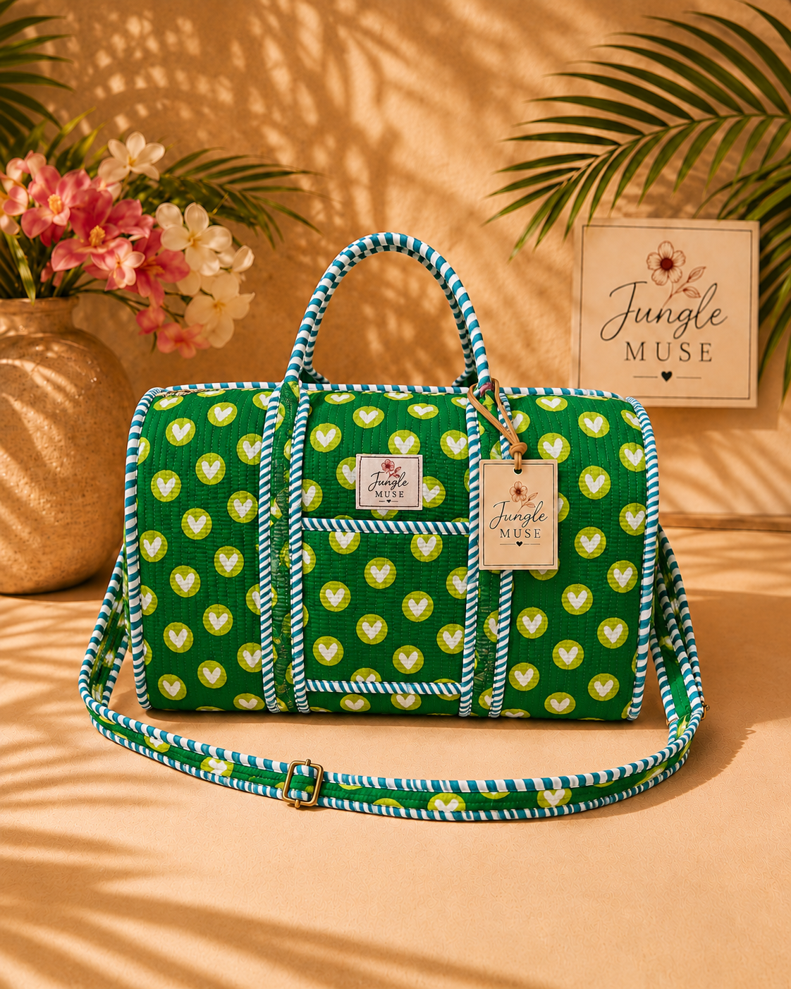 Green Heartbeat Luxe Duffle Bag