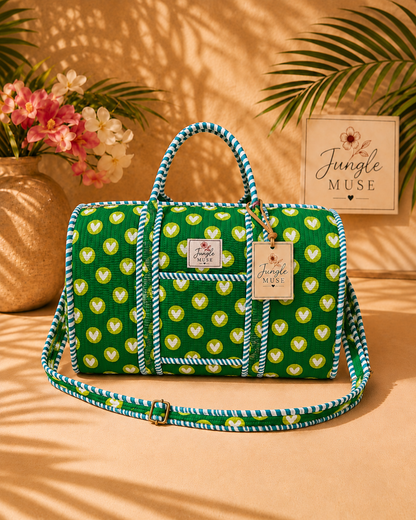 Green Heartbeat Luxe Duffle Bag