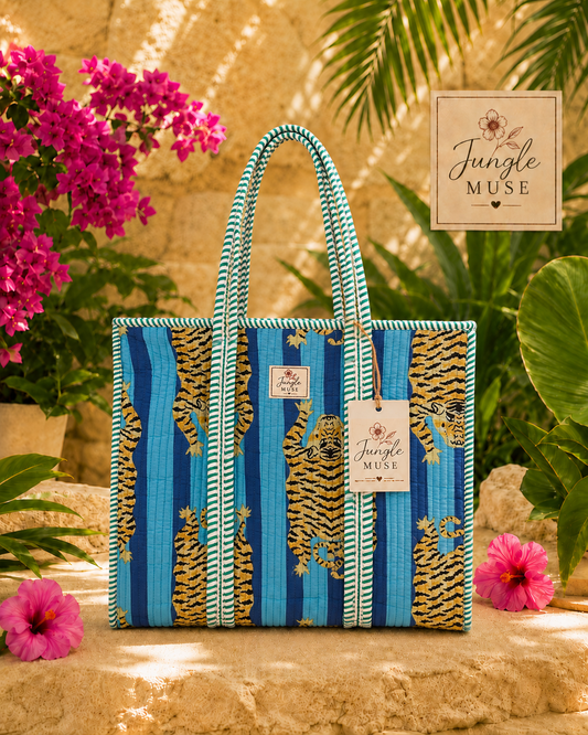 Ocean Tiger Jungle Quilted Tote Bag
