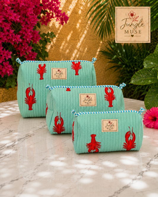 Lobster Lagoon Quilted Pouch Set