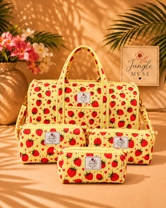 Strawberry Fields Quilted Duffle & Pouch Set