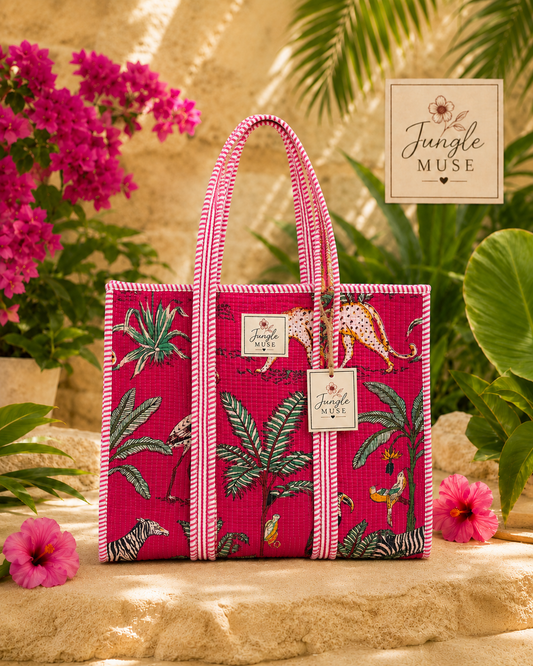 Wild Berry Safari Quilted Tote Bag