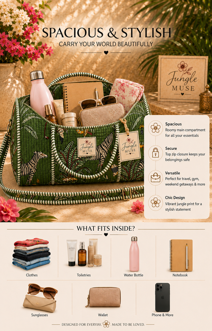 Emerald Safari Quilted Duffle Bag