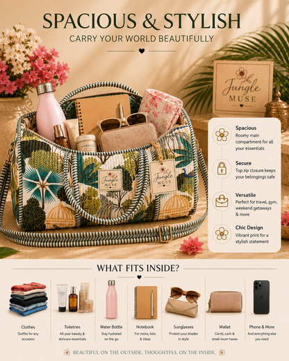 Peacock Garden Quilted Duffle Bag