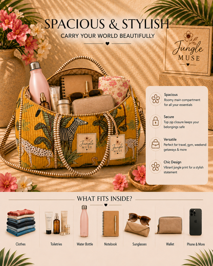 Golden Safari Quilted Duffle Bag