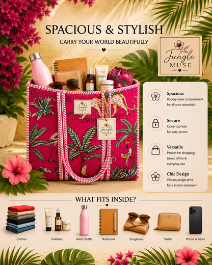 Wild Berry Safari Quilted Tote Bag