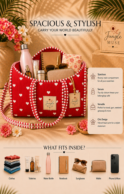 Scarlet Love Quilted Duffle Bag