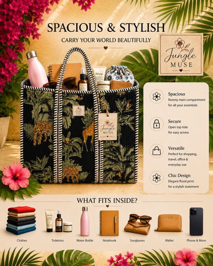 Jungle Night Carryall Quilted Tote Bag