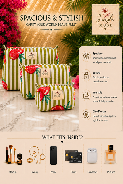 Citrus Grove Quilted Pouch Set