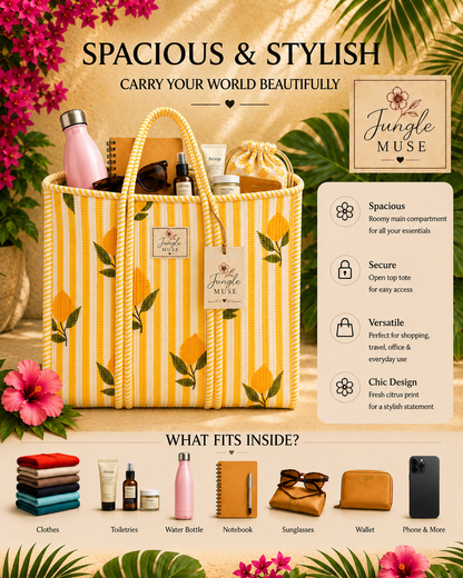 Sunshine Citrus Quilted Tote Bag