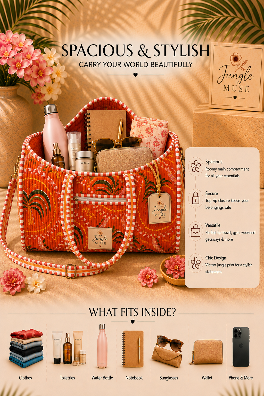 Tropical Fiesta Quilted Duffle Bag