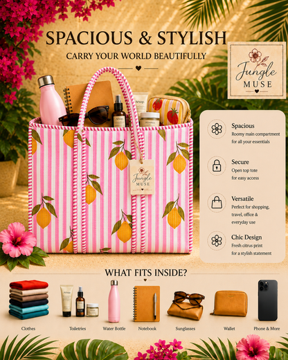 Pink Lemonade Quilted Tote Bag